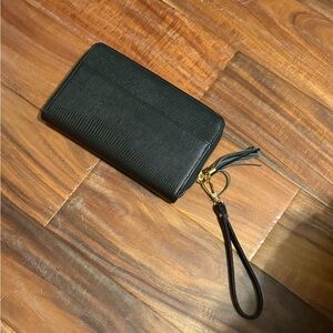 🖤 NOTIQ Black Textured Zip-Around Wristlet Wallet‎ nwot (A2)